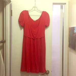 Red tshirt dress with ruched sleeves!